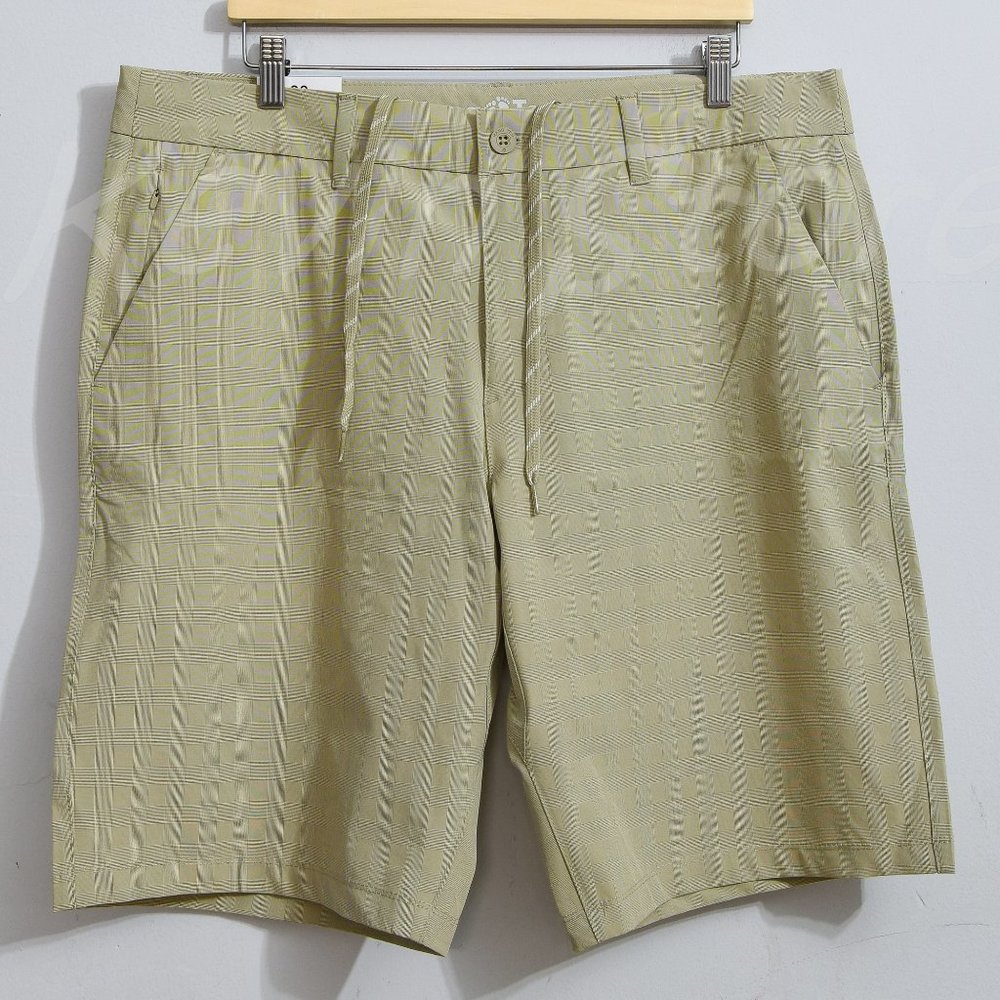 Hang Ten Men's Lightweight 4-Way Stretch Quick Dry Hybrid Shorts, Khaki